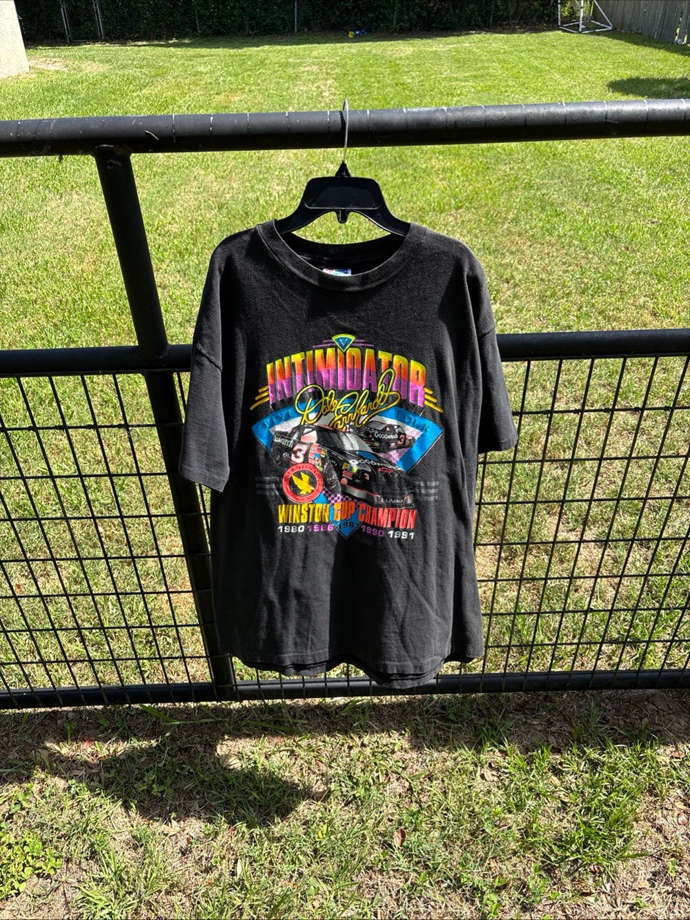 Vintage Dale Earnhardt Intimidator Racing Double Graphic Tee Intimidator Hanes